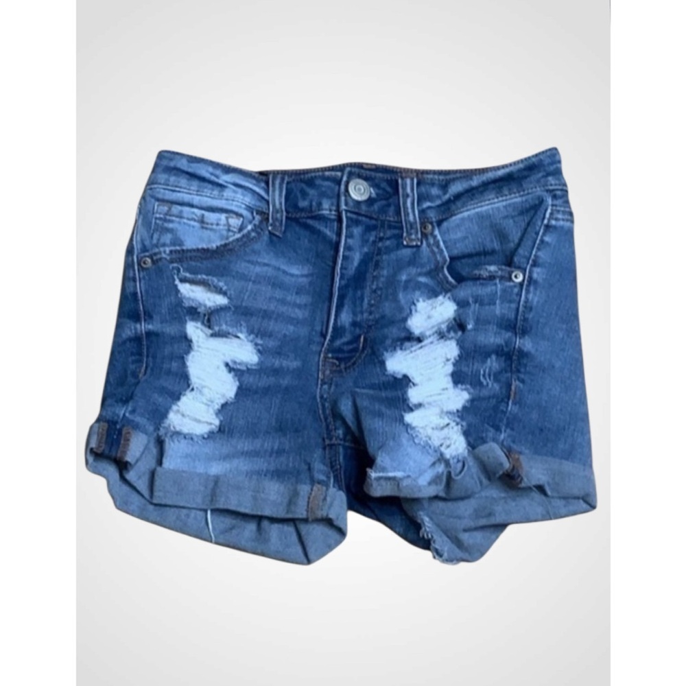 Aeropostale Med Wash Ripped Distress Jean Shorts 2
